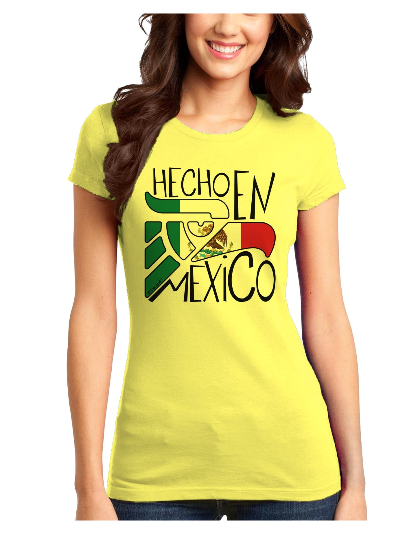 Hecho en Mexico Design - Mexican Flag Juniors T-Shirt by TooLoud-Womens Juniors T-Shirt-TooLoud-Yellow-Juniors Fitted X-Small-Davson Sales