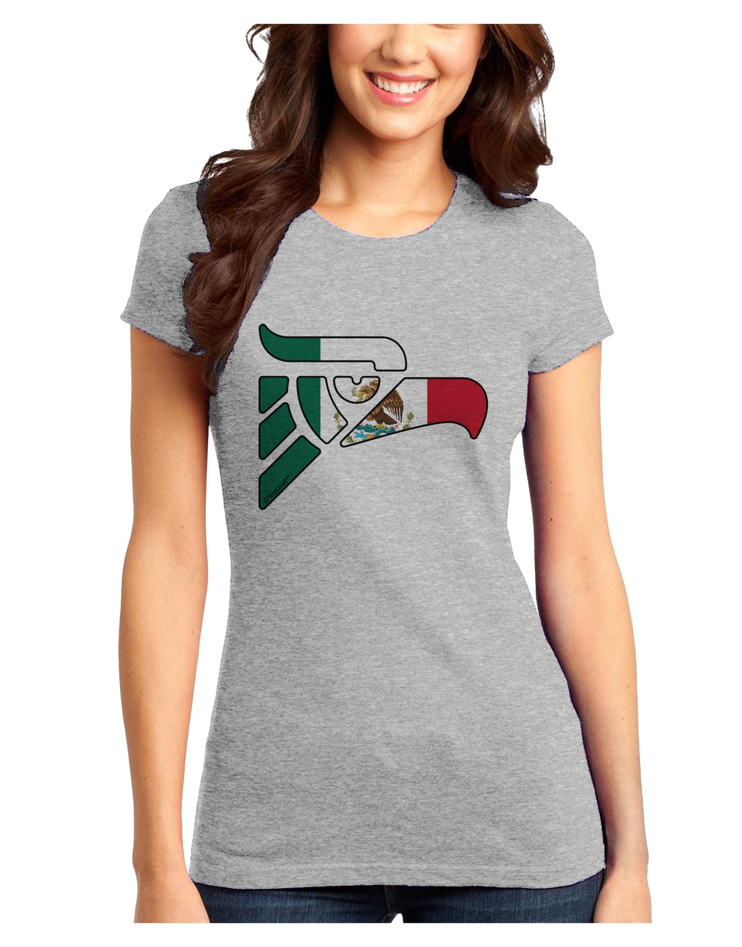 Hecho en Mexico Eagle Symbol - Mexican Flag Juniors T-Shirt by TooLoud-Womens Juniors T-Shirt-TooLoud-Ash-Gray-Juniors Fitted X-Small-Davson Sales