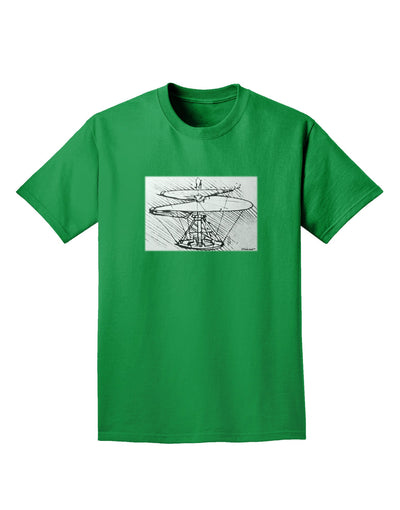 Helicopter Sketch Adult Dark T-Shirt-Mens T-Shirt-TooLoud-Kelly-Green-Small-Davson Sales