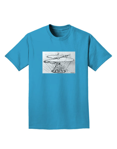 Helicopter Sketch Adult Dark T-Shirt-Mens T-Shirt-TooLoud-Turquoise-Small-Davson Sales