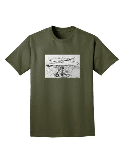 Helicopter Sketch Adult Dark T-Shirt-Mens T-Shirt-TooLoud-Military-Green-Small-Davson Sales