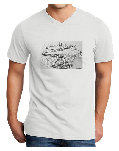 Helicopter Sketch Adult V-Neck T-shirt-Mens V-Neck T-Shirt-TooLoud-White-Small-Davson Sales