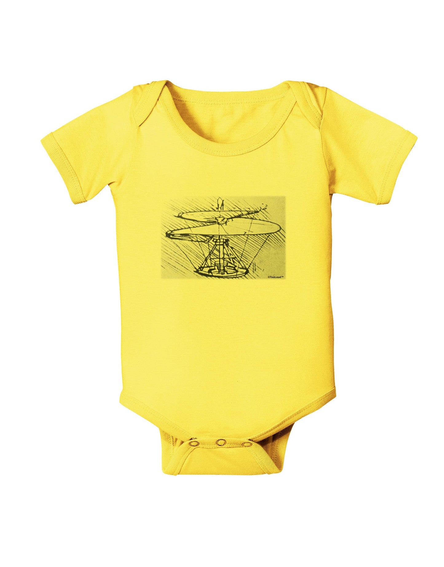 Helicopter Sketch Baby Romper Bodysuit-Baby Romper-TooLoud-Yellow-06-Months-Davson Sales