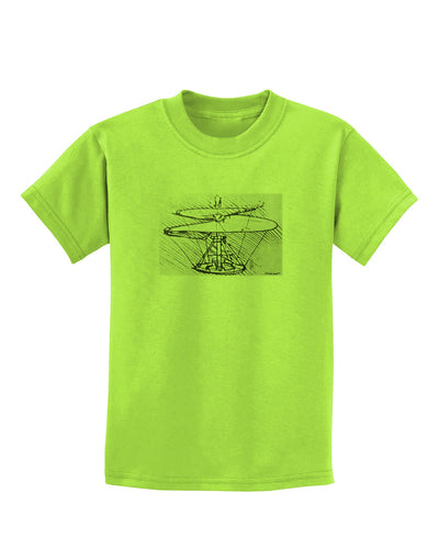 Helicopter Sketch Childrens T-Shirt-Childrens T-Shirt-TooLoud-Lime-Green-X-Small-Davson Sales