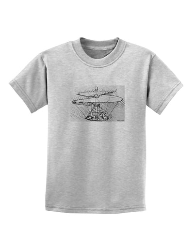 Helicopter Sketch Childrens T-Shirt-Childrens T-Shirt-TooLoud-AshGray-X-Small-Davson Sales