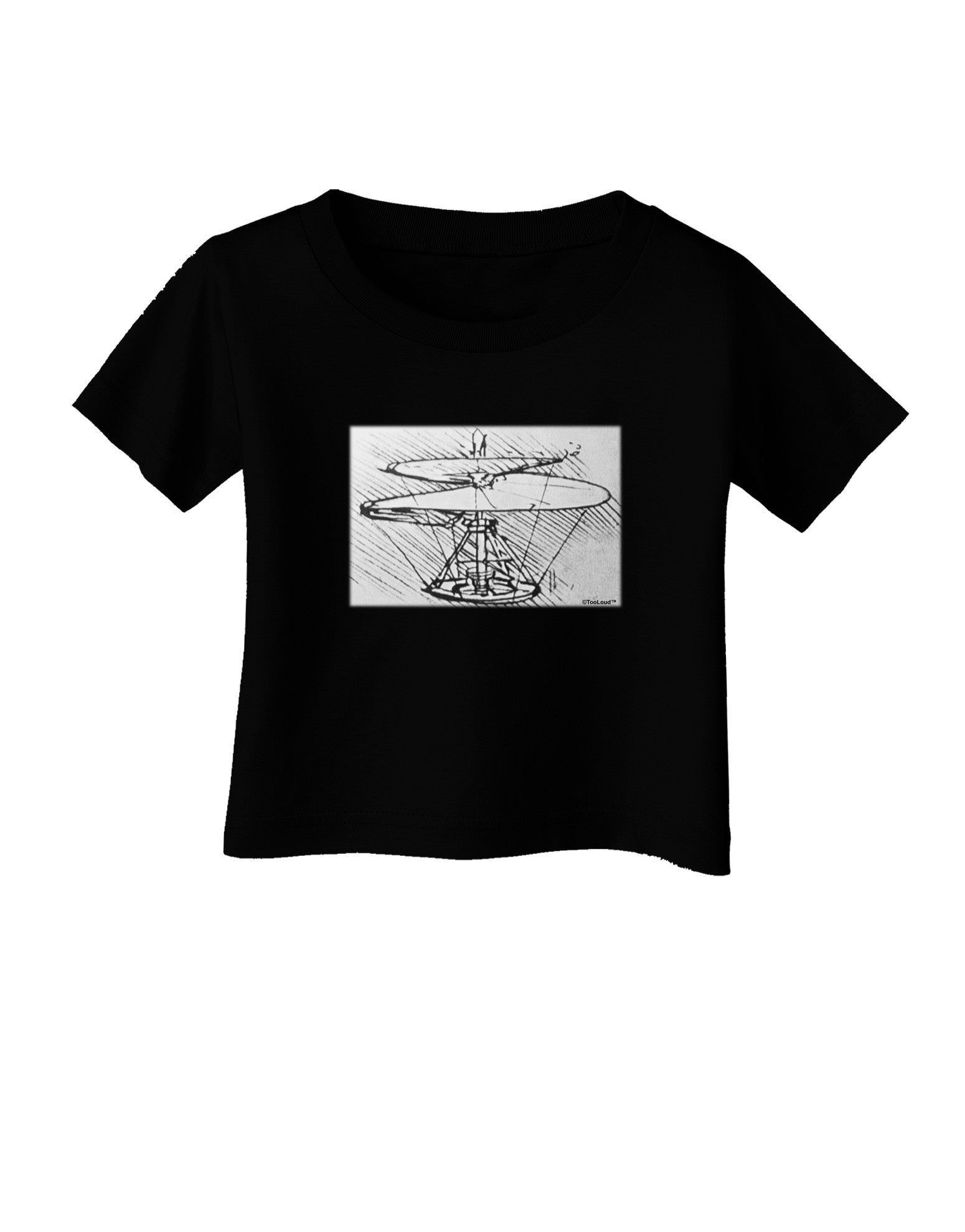 Helicopter Sketch Infant T-Shirt Dark-Infant T-Shirt-TooLoud-Black-06-Months-Davson Sales