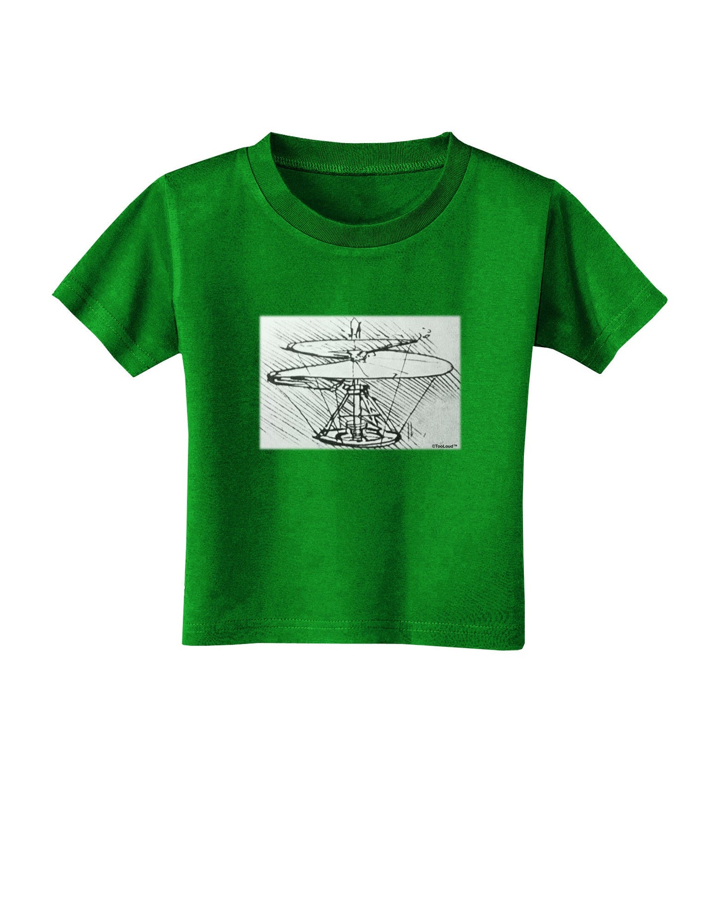 Helicopter Sketch Toddler T-Shirt Dark-Toddler T-Shirt-TooLoud-Clover-Green-2T-Davson Sales