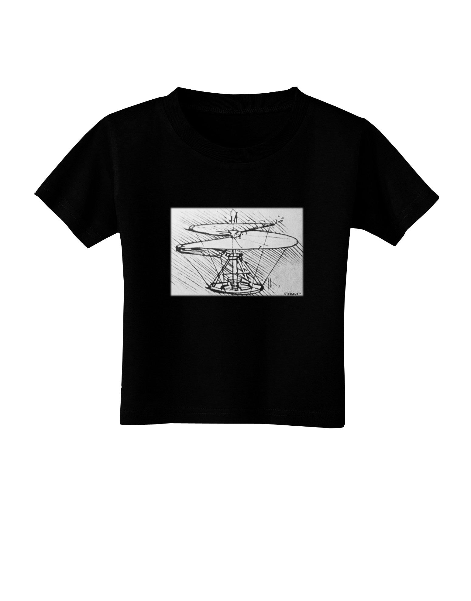Helicopter Sketch Toddler T-Shirt Dark-Toddler T-Shirt-TooLoud-Black-2T-Davson Sales