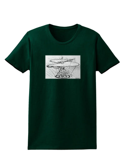 Helicopter Sketch Womens Dark T-Shirt-Womens T-Shirt-TooLoud-Forest-Green-Small-Davson Sales