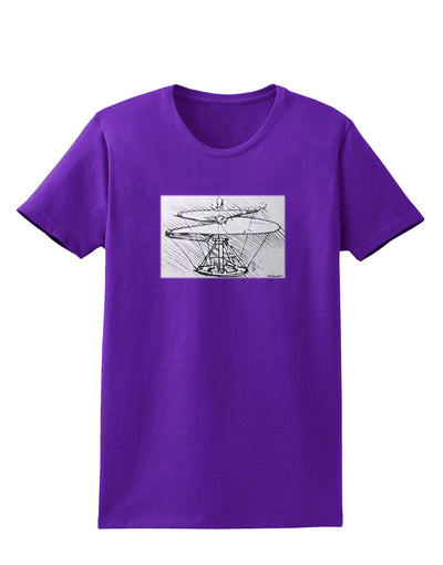 Helicopter Sketch Womens Dark T-Shirt-Womens T-Shirt-TooLoud-Purple-X-Small-Davson Sales