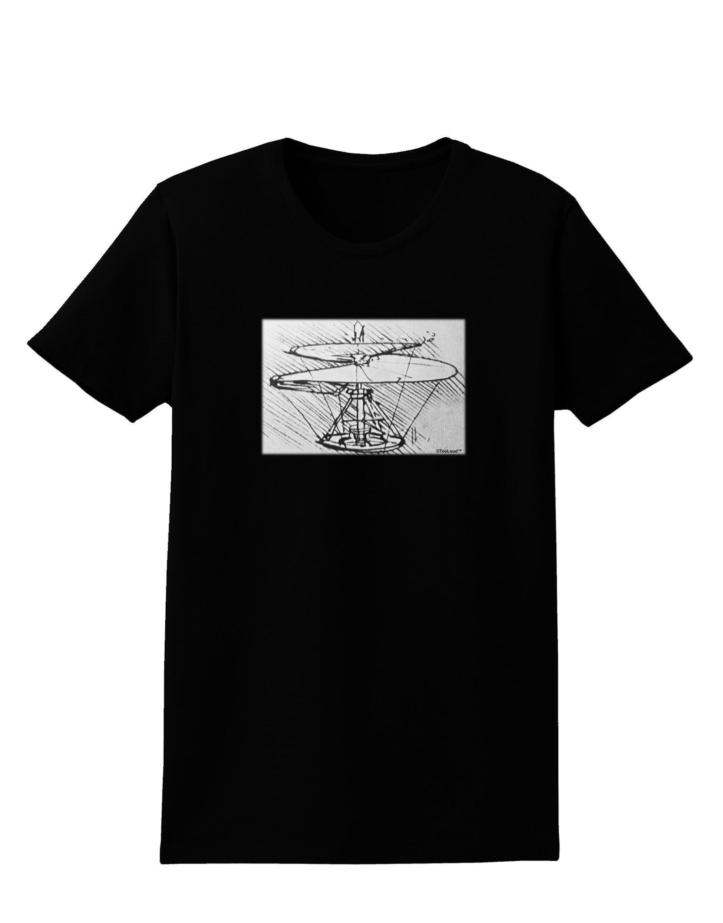 Helicopter Sketch Womens Dark T-Shirt-Womens T-Shirt-TooLoud-Black-X-Small-Davson Sales