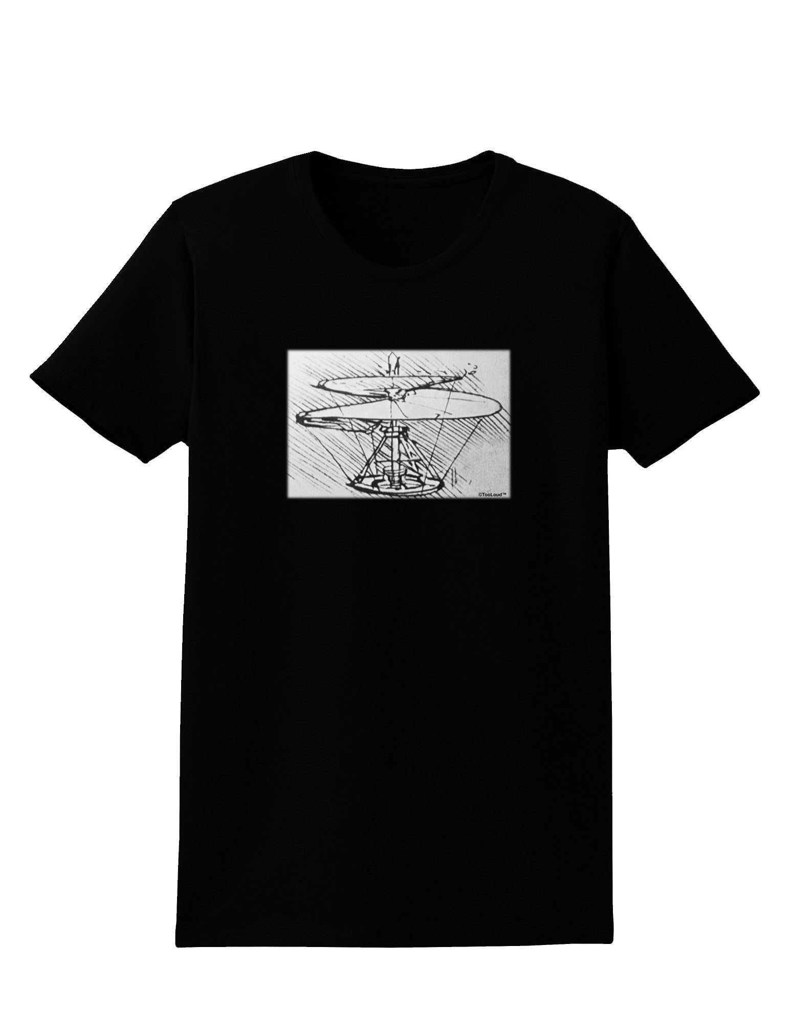 Helicopter Sketch Womens Dark T-Shirt-Womens T-Shirt-TooLoud-Black-X-Small-Davson Sales