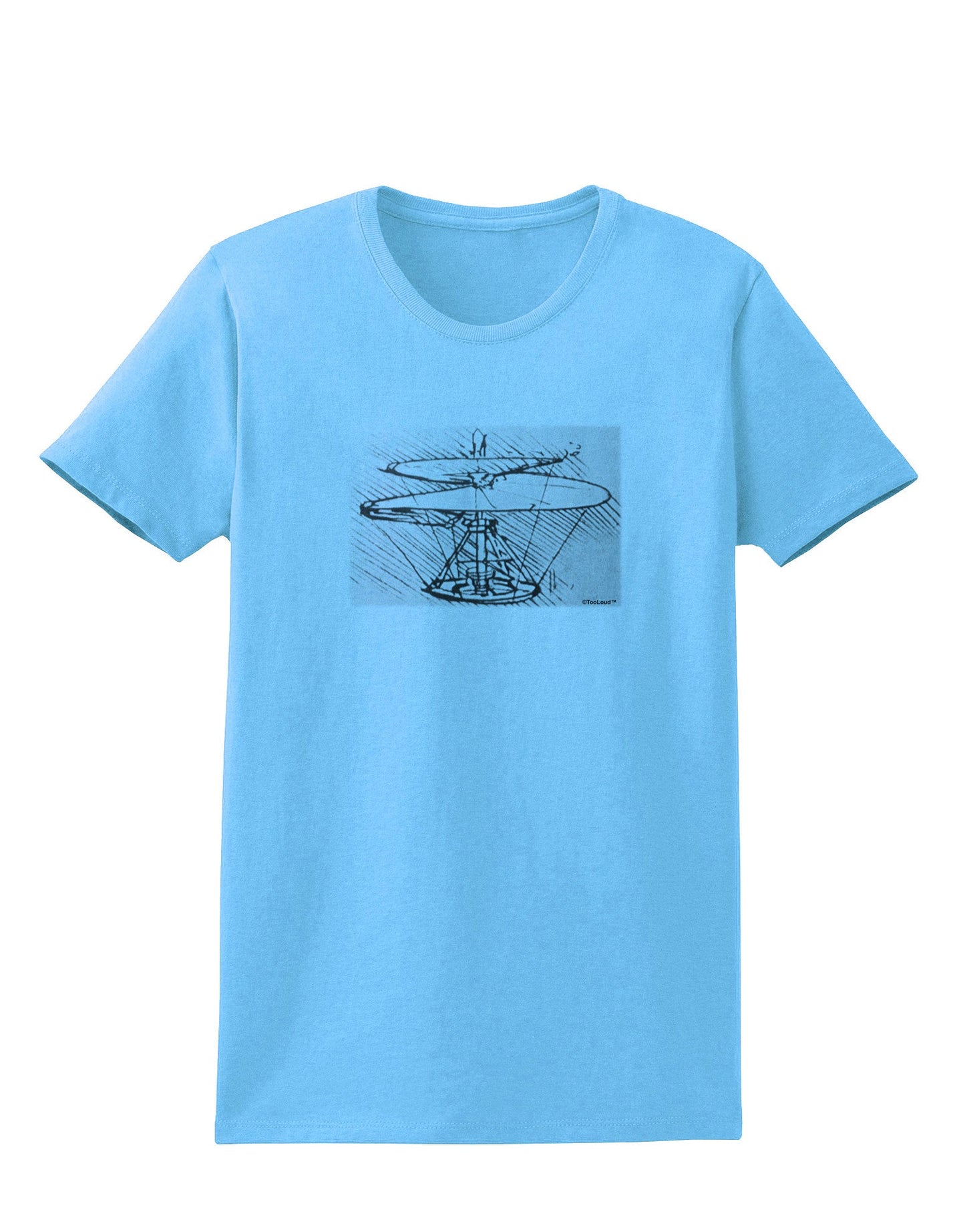 Helicopter Sketch Womens T-Shirt-Womens T-Shirt-TooLoud-Aquatic-Blue-X-Small-Davson Sales