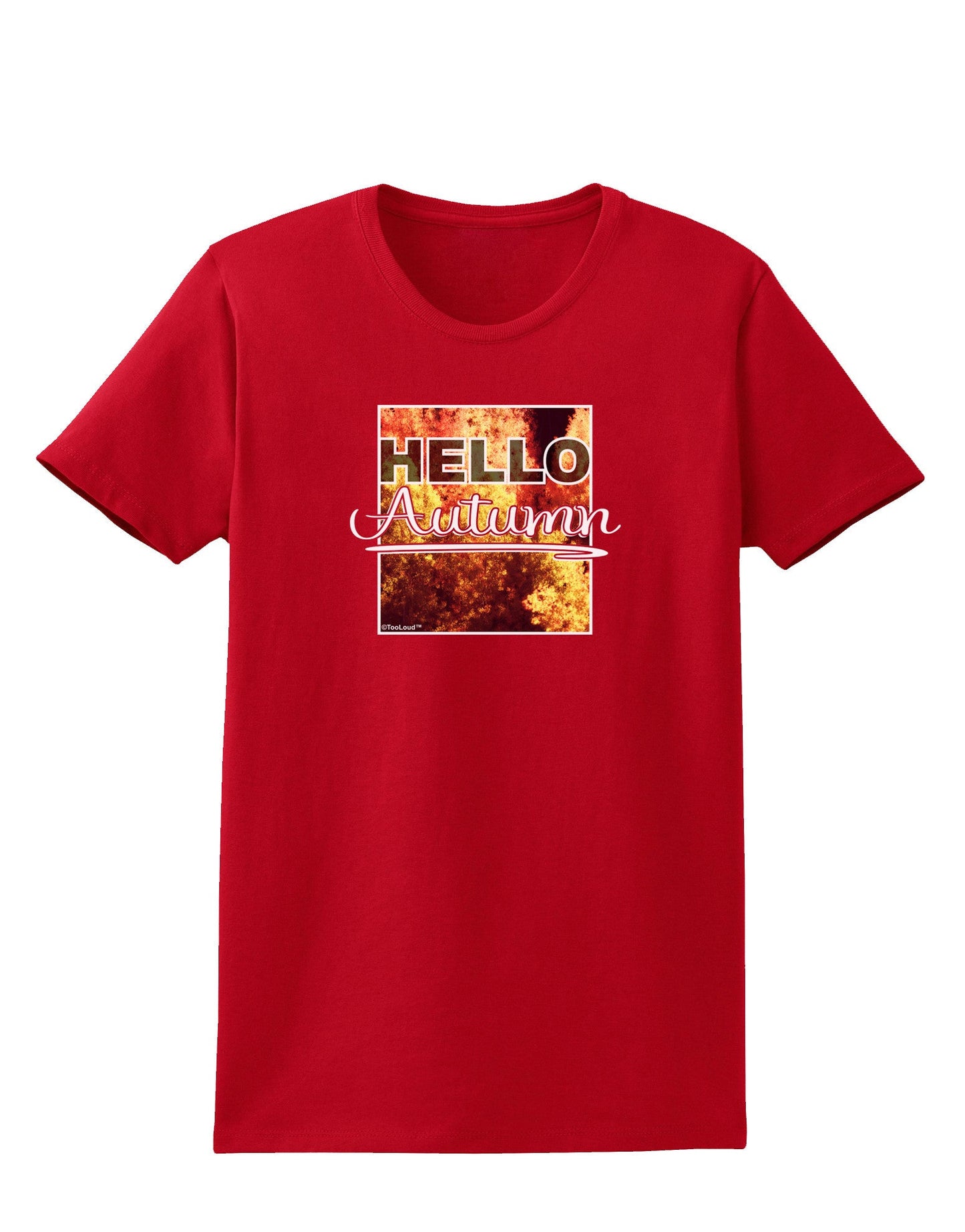 Hello Autumn Womens Dark T-Shirt-TooLoud-Red-X-Small-Davson Sales