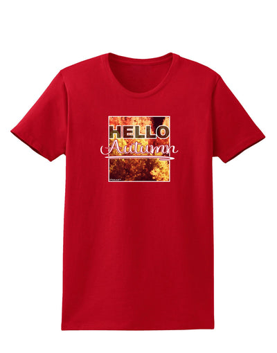 Hello Autumn Womens Dark T-Shirt-TooLoud-Red-X-Small-Davson Sales