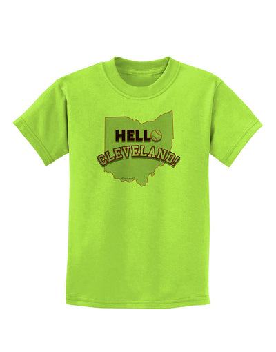 Hello Cleveland Childrens T-Shirt-Childrens T-Shirt-TooLoud-Lime-Green-X-Small-Davson Sales