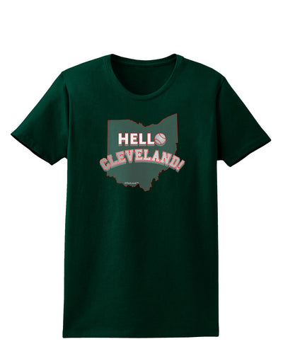 Hello Cleveland Womens Dark T-Shirt-TooLoud-Forest-Green-Small-Davson Sales