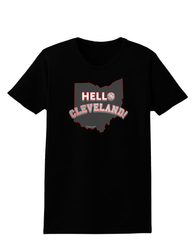 Hello Cleveland Womens Dark T-Shirt-TooLoud-Black-X-Small-Davson Sales