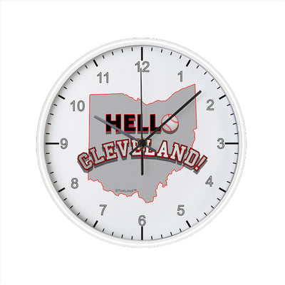 Hello Cleveland 10 Inch Round Wall Clock with Numbers