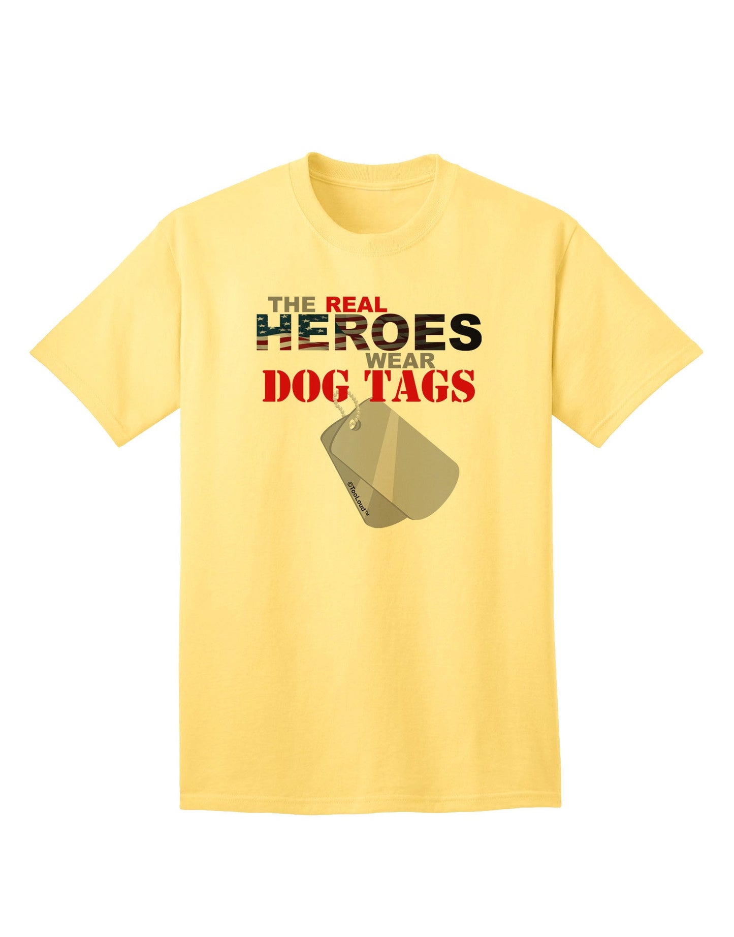 Heroes Dog Tags Adult T-Shirt-Mens T-Shirt-TooLoud-Yellow-Small-Davson Sales