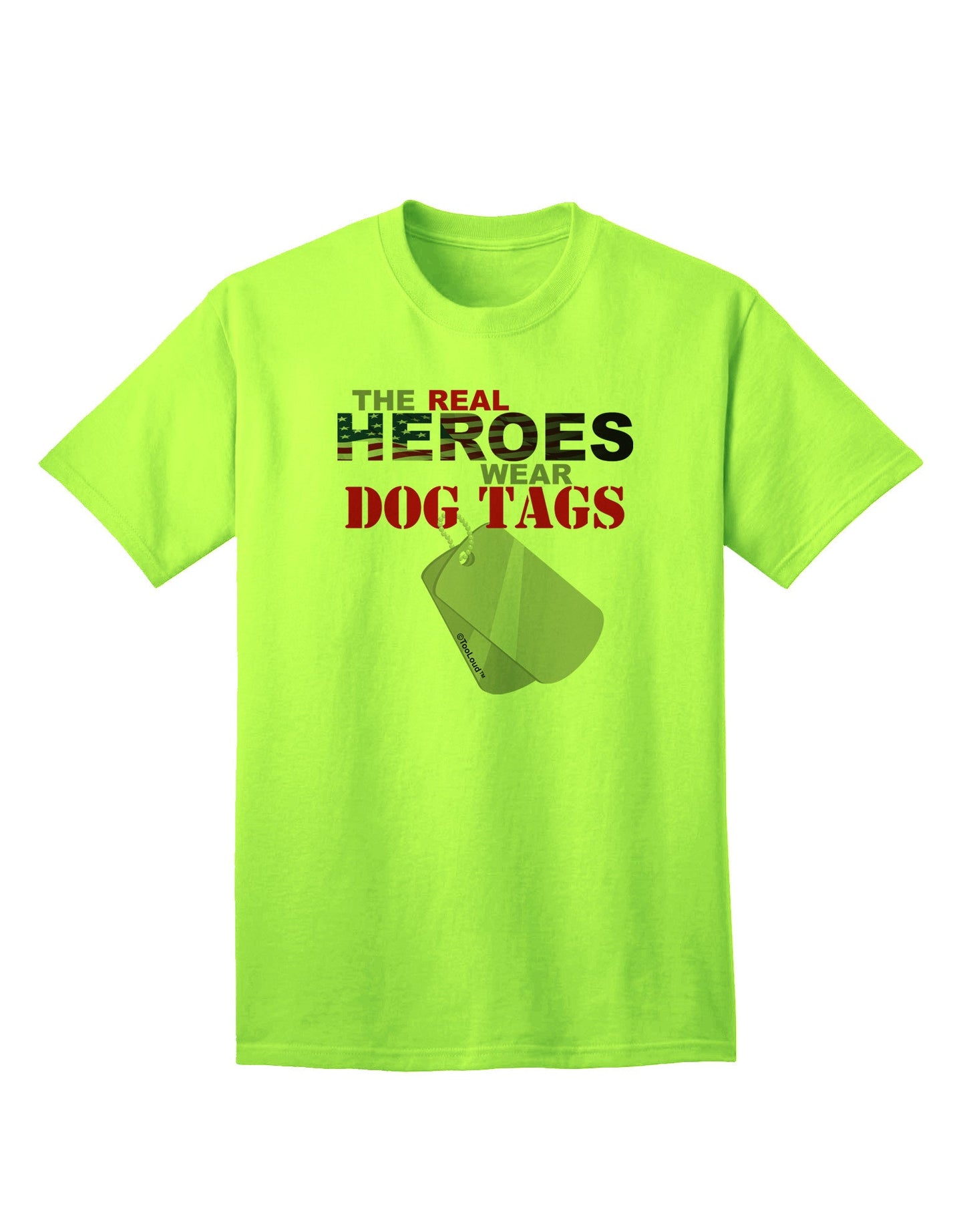 Heroes Dog Tags Adult T-Shirt-Mens T-Shirt-TooLoud-Neon-Green-Small-Davson Sales