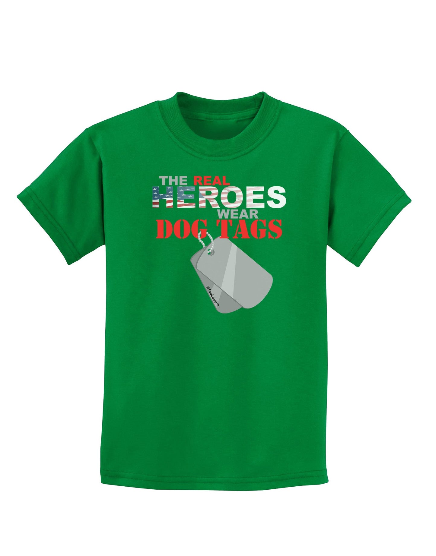 Heroes Dog Tags Childrens Dark T-Shirt-Childrens T-Shirt-TooLoud-Kelly-Green-X-Small-Davson Sales