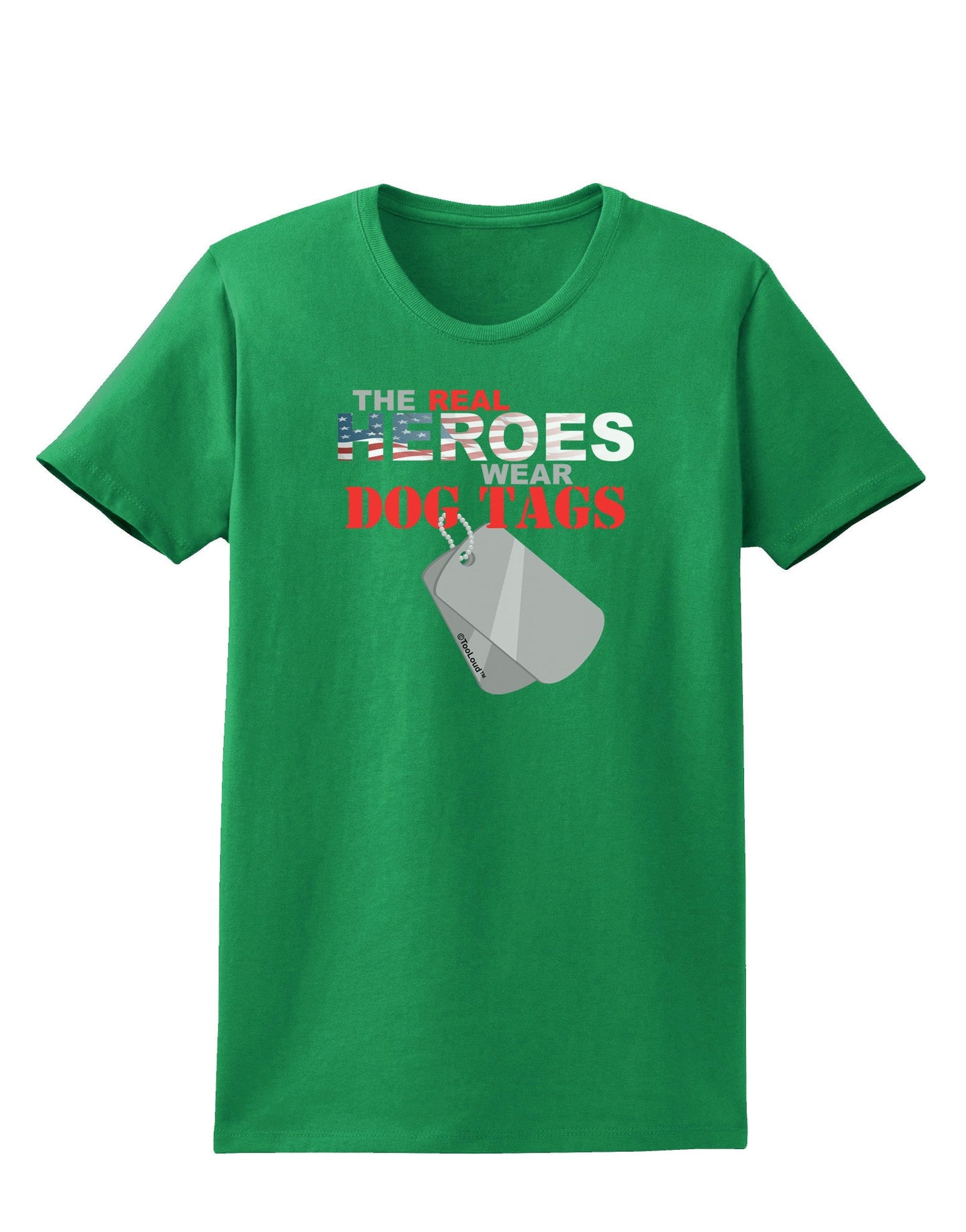 Heroes Dog Tags Womens Dark T-Shirt-TooLoud-Kelly-Green-X-Small-Davson Sales