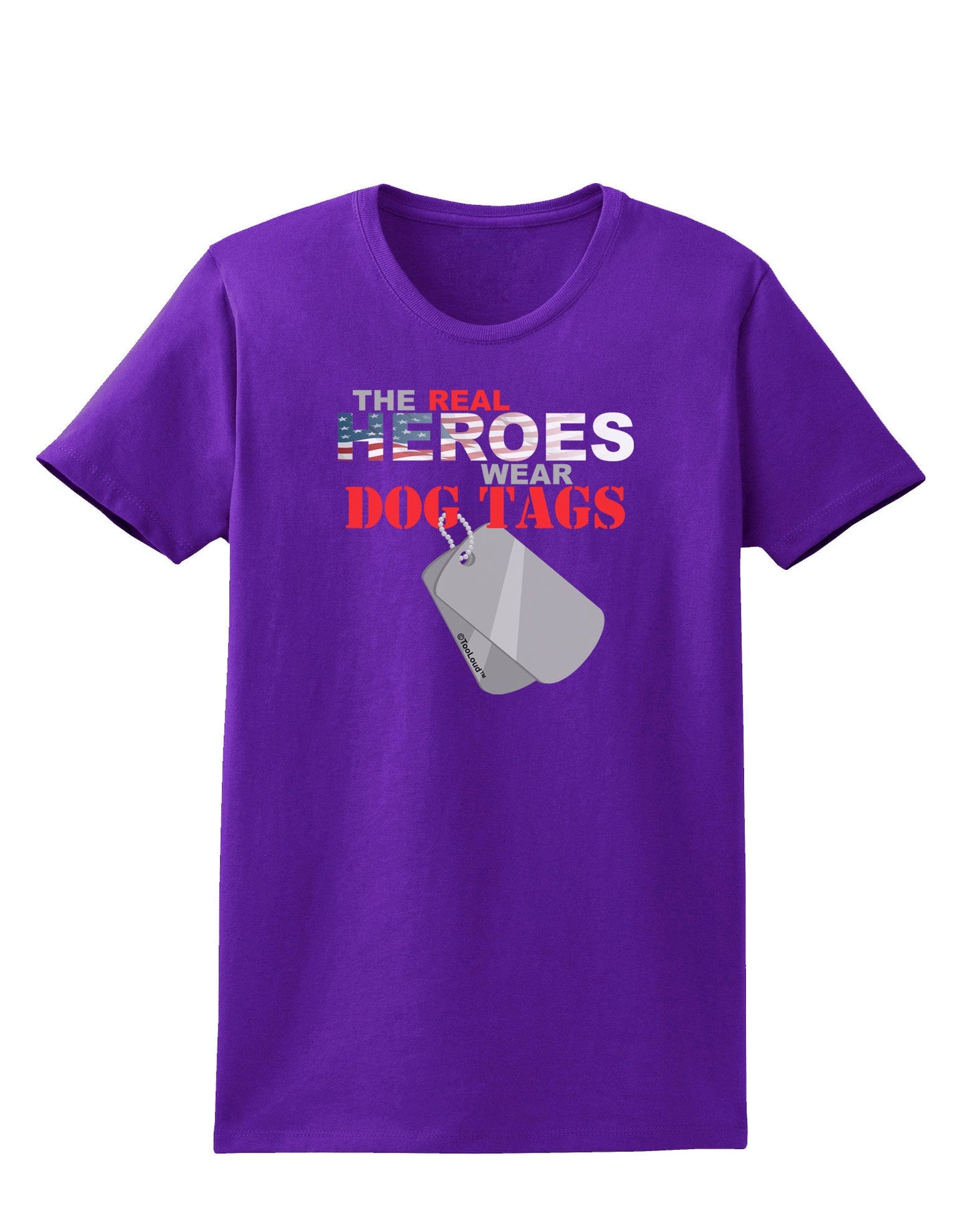 Heroes Dog Tags Womens Dark T-Shirt-TooLoud-Purple-X-Small-Davson Sales