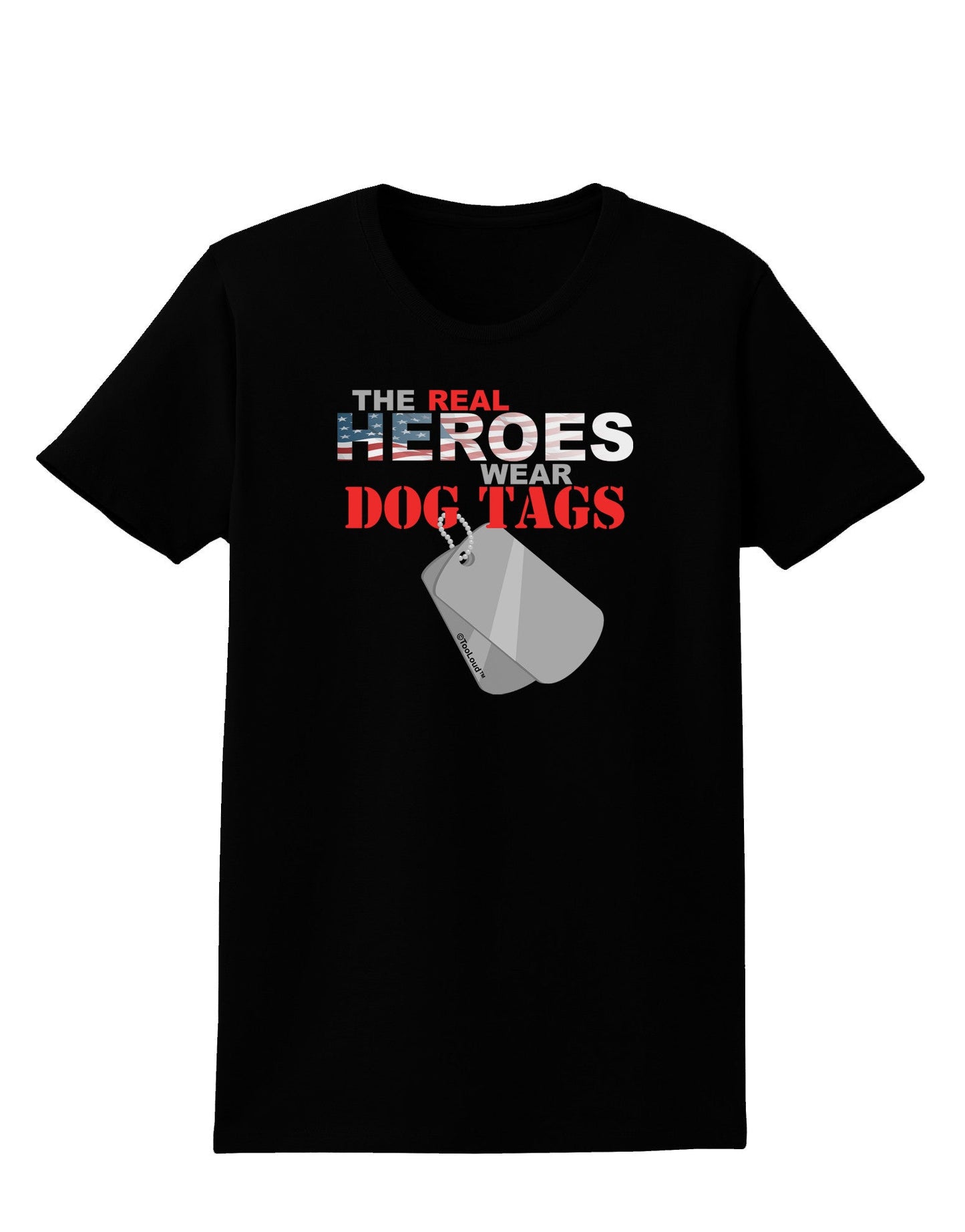 Heroes Dog Tags Womens Dark T-Shirt-TooLoud-Black-X-Small-Davson Sales