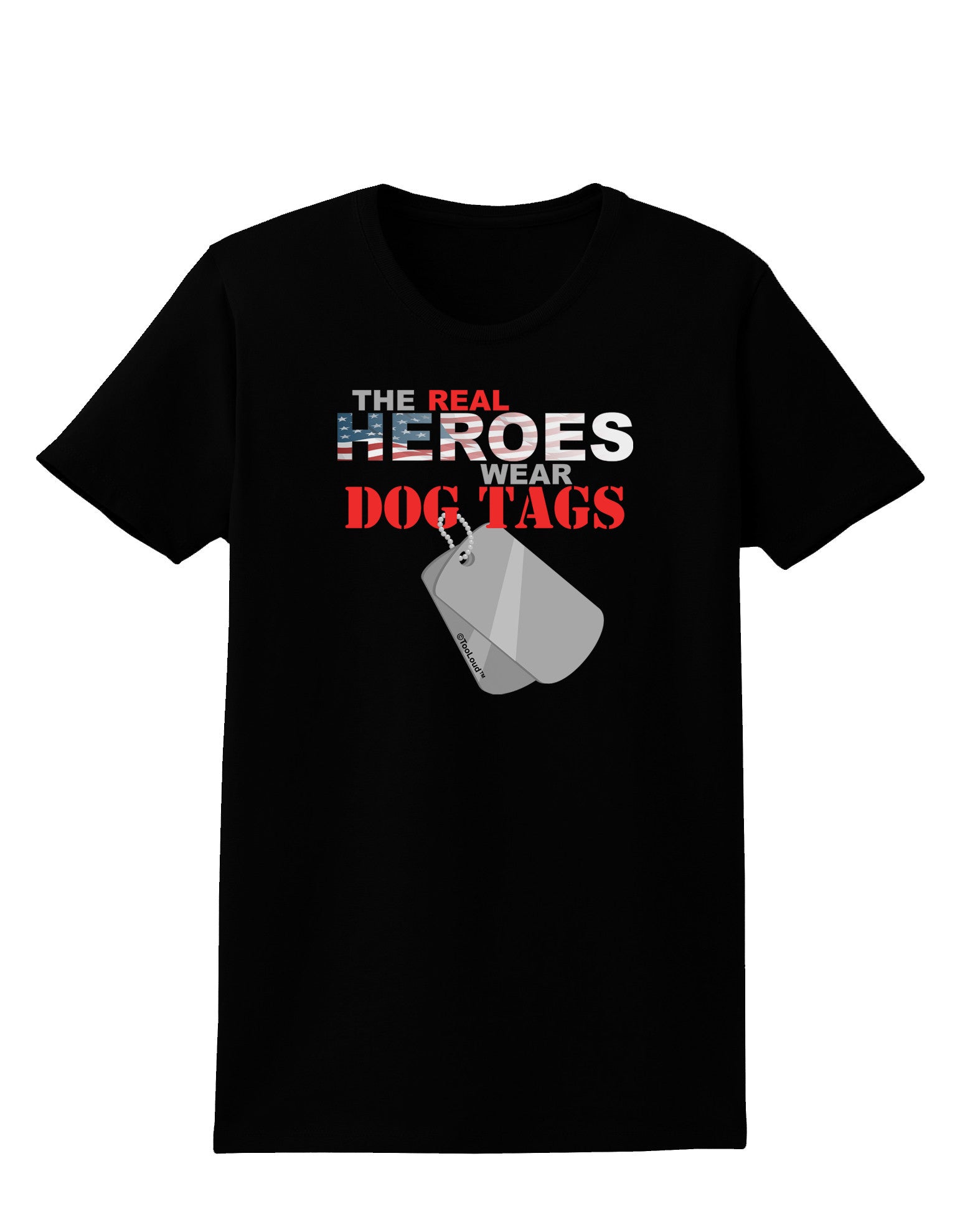 Heroes Dog Tags Womens Dark T-Shirt-TooLoud-Black-X-Small-Davson Sales