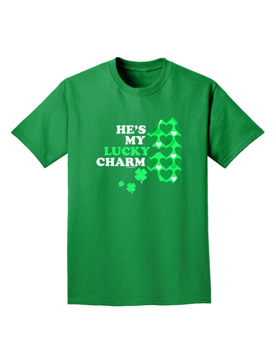 He's My Lucky Charm - Left Adult Dark T-Shirt-Mens T-Shirt-TooLoud-Kelly-Green-Small-Davson Sales