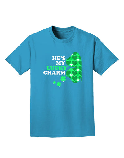 He's My Lucky Charm - Left Adult Dark T-Shirt-Mens T-Shirt-TooLoud-Turquoise-Small-Davson Sales