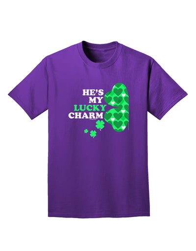 He's My Lucky Charm - Left Adult Dark T-Shirt-Mens T-Shirt-TooLoud-Purple-Small-Davson Sales