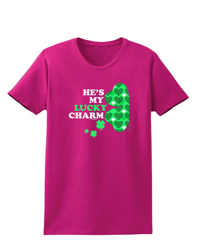 He's My Lucky Charm - Left Womens Dark T-Shirt-TooLoud-Hot-Pink-Small-Davson Sales