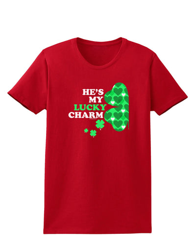 He's My Lucky Charm - Left Womens Dark T-Shirt-TooLoud-Red-X-Small-Davson Sales