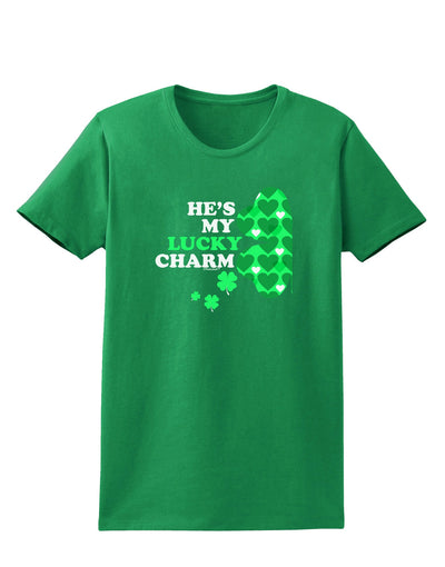 He's My Lucky Charm - Left Womens Dark T-Shirt-TooLoud-Kelly-Green-X-Small-Davson Sales