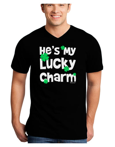 He's My Lucky Charm - Matching Couples Design Adult Dark V-Neck T-Shirt by TooLoud-Mens V-Neck T-Shirt-TooLoud-Black-Small-Davson Sales