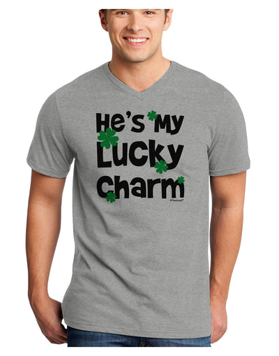 He's My Lucky Charm - Matching Couples Design Adult V-Neck T-shirt by TooLoud-Mens V-Neck T-Shirt-TooLoud-HeatherGray-Small-Davson Sales