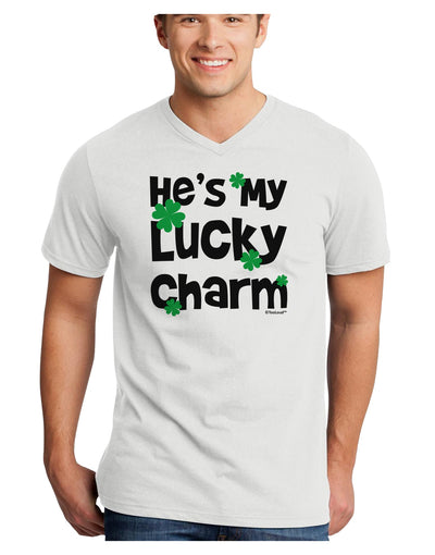 He's My Lucky Charm - Matching Couples Design Adult V-Neck T-shirt by TooLoud-Mens V-Neck T-Shirt-TooLoud-White-Small-Davson Sales