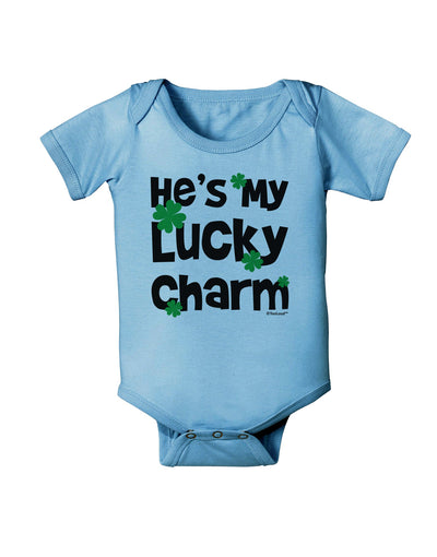 He's My Lucky Charm - Matching Couples Design Baby Romper Bodysuit by TooLoud-Baby Romper-TooLoud-Light-Blue-06-Months-Davson Sales