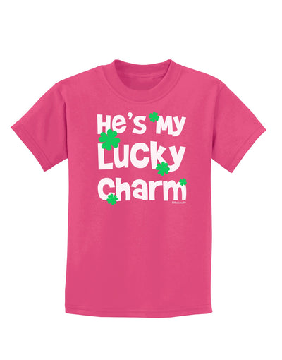 He's My Lucky Charm - Matching Couples Design Childrens Dark T-Shirt by TooLoud-Childrens T-Shirt-TooLoud-Sangria-X-Small-Davson Sales