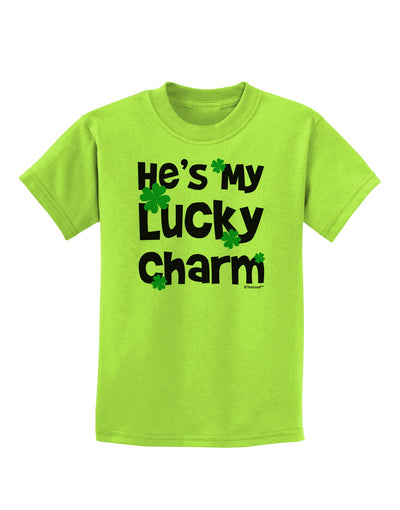 He's My Lucky Charm - Matching Couples Design Childrens T-Shirt by TooLoud-Childrens T-Shirt-TooLoud-Lime-Green-X-Small-Davson Sales