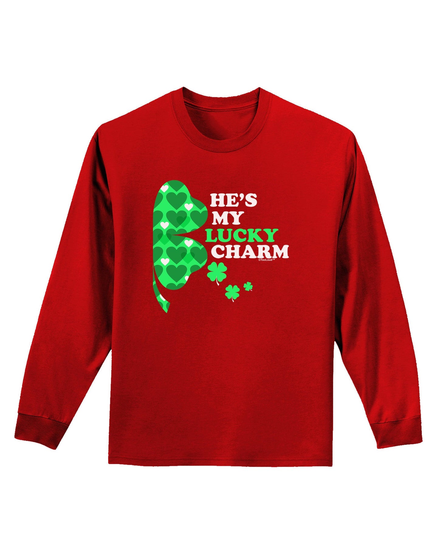 He's My Lucky Charm - Right Adult Long Sleeve Dark T-Shirt-TooLoud-Red-Small-Davson Sales
