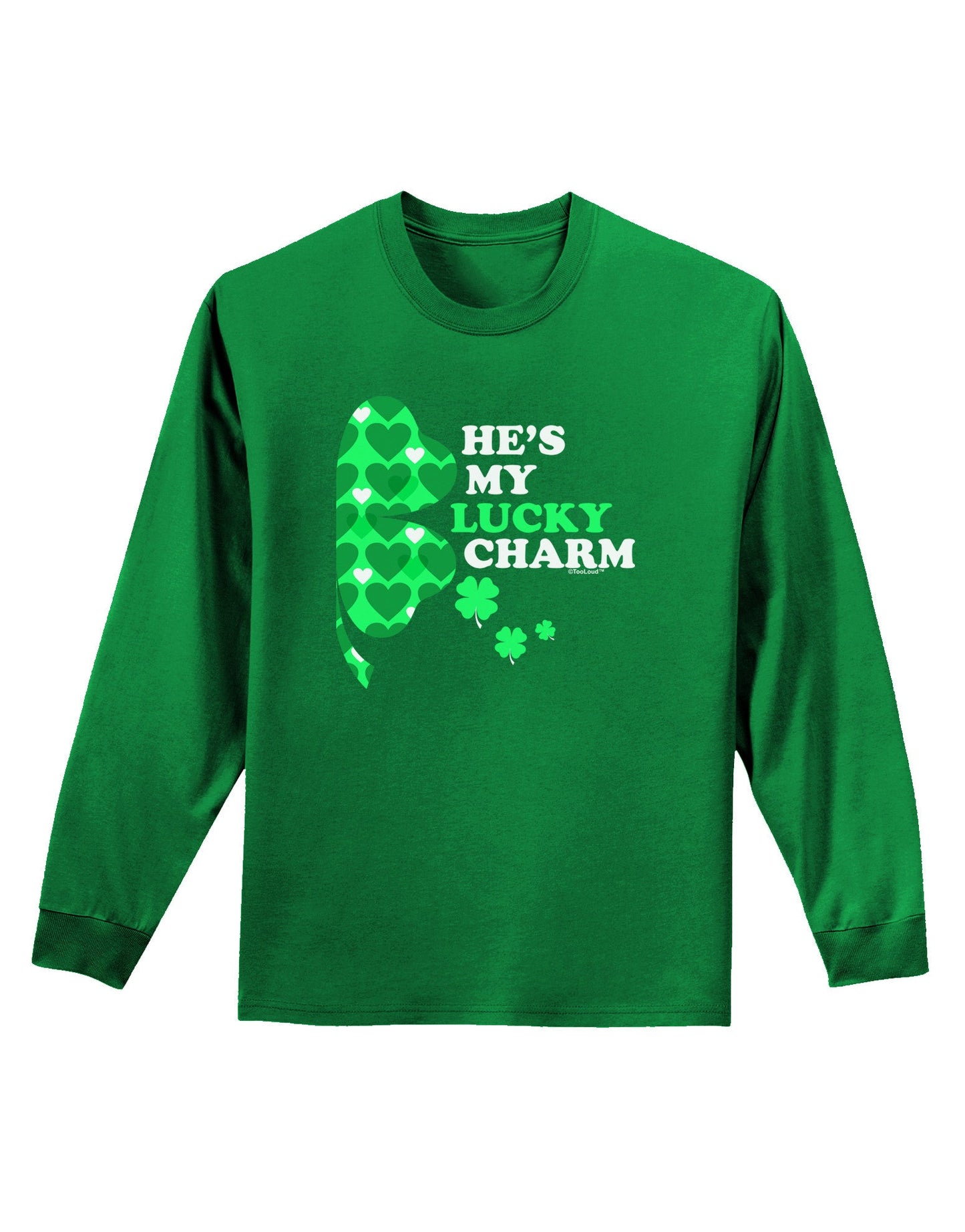 He's My Lucky Charm - Right Adult Long Sleeve Dark T-Shirt-TooLoud-Kelly-Green-Small-Davson Sales