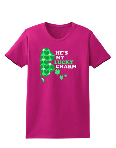 He's My Lucky Charm - Right Womens Dark T-Shirt-TooLoud-Hot-Pink-Small-Davson Sales