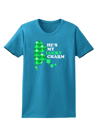 He's My Lucky Charm - Right Womens Dark T-Shirt-TooLoud-Turquoise-X-Small-Davson Sales