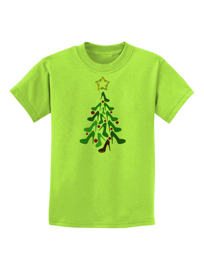 High Heels Shoes Christmas Tree Childrens T-Shirt-Childrens T-Shirt-TooLoud-Lime-Green-X-Small-Davson Sales