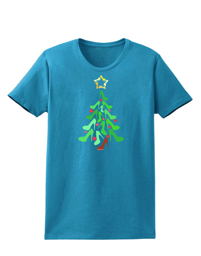 High Heels Shoes Christmas Tree Womens Dark T-Shirt-TooLoud-Turquoise-X-Small-Davson Sales