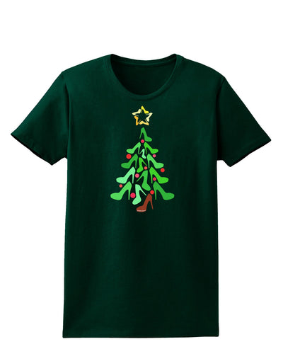 High Heels Shoes Christmas Tree Womens Dark T-Shirt-TooLoud-Forest-Green-Small-Davson Sales