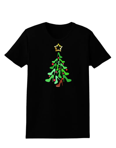 High Heels Shoes Christmas Tree Womens Dark T-Shirt-TooLoud-Black-X-Small-Davson Sales